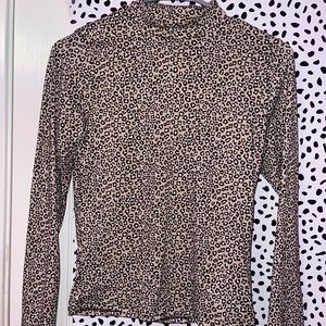 cheetah print mock neck long sleeve